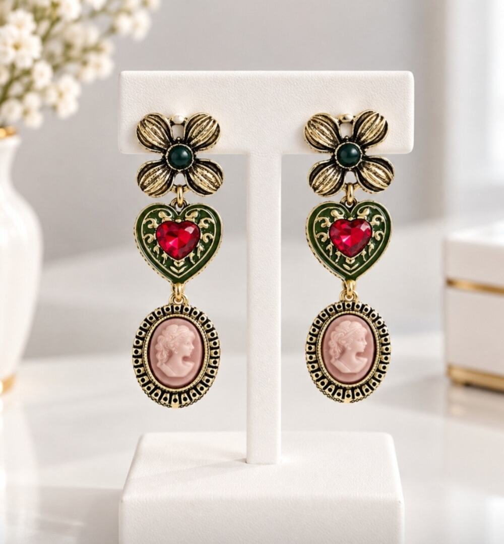 Antique Gold Camo Fashion Earrings